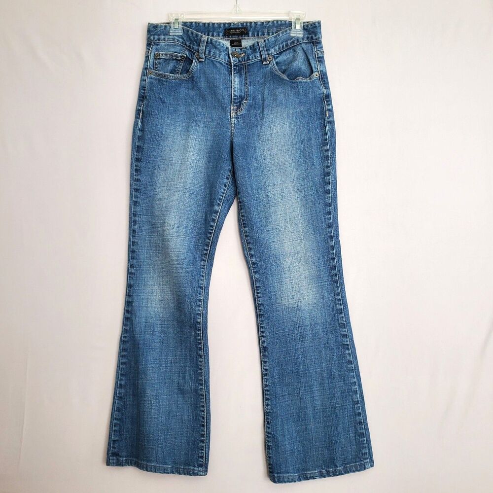Madison Jeanswear Women's 10 Stretch Modern Boot Cut Flare Y2K Embroidered